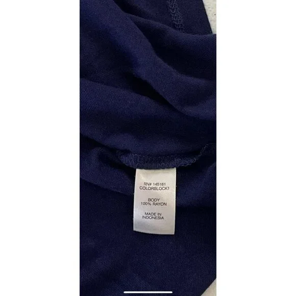 C Colorblock Relaxed Fit Tank in Cream Navy Blue Size Medium - Picture 4 of 5